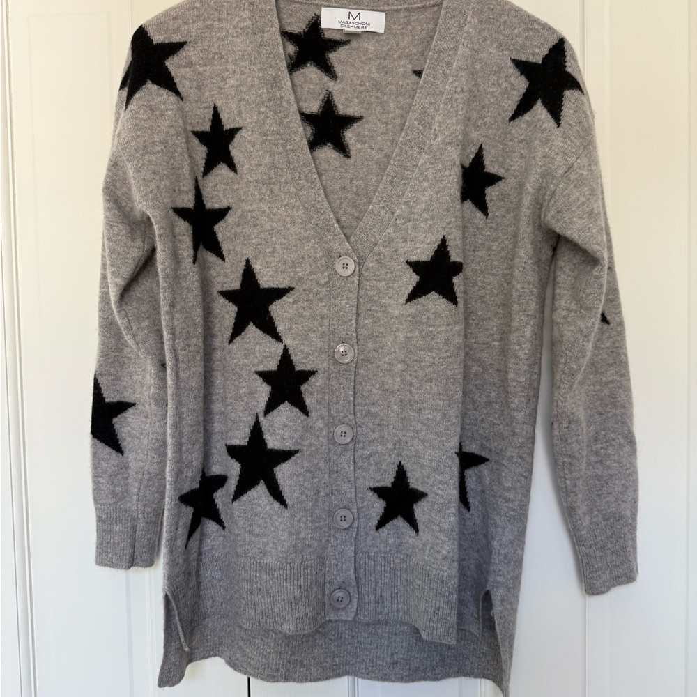Magaschoni Gray with  BlackStar Cashmere Cardigan